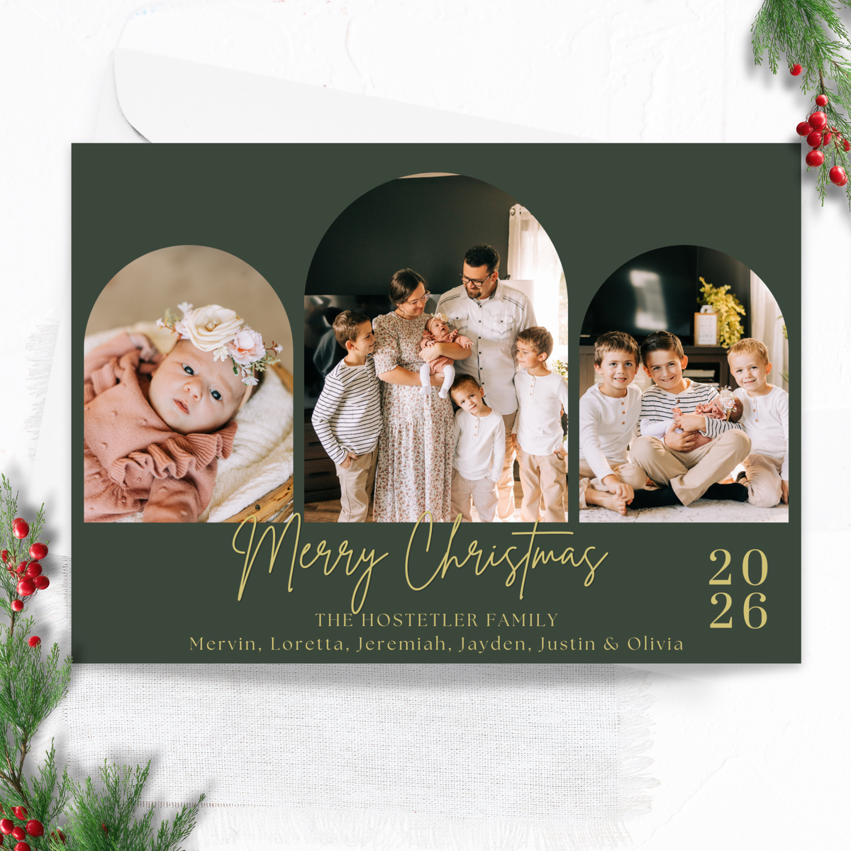 The Evergreen Arch Custom Christmas Card